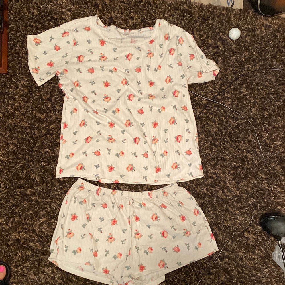 floral white pj set